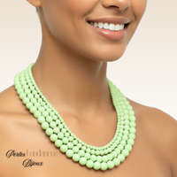 2- Boules en verre 4mm, Ivoire x1 fil de 40cm