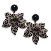 1 - Pendentif grande Fleur 50MM - Glitter & Léopard