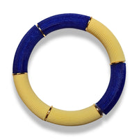 Bracelet Cannelé double teinte, Jaune Pastel & Bleu Roi