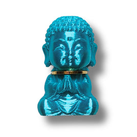 8 - Bouddha, Turquoise satin