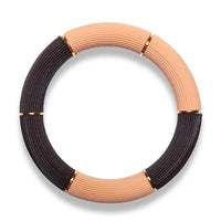Bracelet Cannelé double teinte, Nude & Chocolat Noir