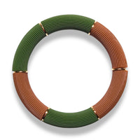 Bracelet Cannelé double teinte, Militaire Foncé & Chocolat