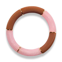 Bracelet Cannelé double teinte, Rose Clair Opalin & Chocolat