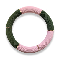 Bracelet Cannelé double teinte, Militaire Foncé & Marshmallow