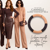 Bracelet Cannelé double teinte, Nude & Chocolat Noir