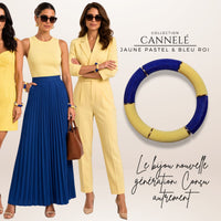 Bracelet Cannelé double teinte, Jaune Pastel & Bleu Roi
