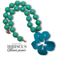 3 - Pendentif fleurs Hibiscus Magenta