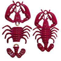 Pendentif émaillé, Homard articulé en 3 parties - Magenta