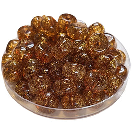 3- Rondelles épaisses, Abacus glitter Mordoré