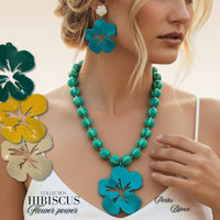 3 - Pendentif fleurs Hibiscus Magenta