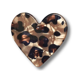 11 - Pendentif cœur 34MM -  Léopard nude