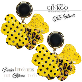Kit boucles d'oreilles - Collection Gingko - Trio Citron