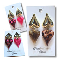 10 - Pendentifs Cœurs LOVE², 30MM - Fuchsia léopard