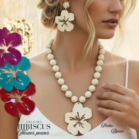 3 - Pendentif fleurs Hibiscus Magenta