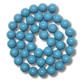 44- Boules en verre 10mm, Bleu Denim