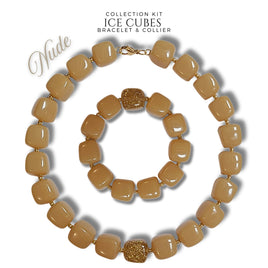 Kit bracelet & collier - Collection Ice cubes - Nude