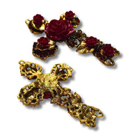Pendentif Croix - Doré & Blanc