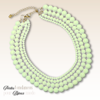 2- Boules en verre 4mm, Ivoire x1 fil de 40cm