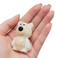 Réf 138 - Pendentif en  acrylique, Ourson blanc nacré