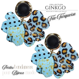 Kit boucles d'oreilles - Collection Gingko - Trio Turquoise