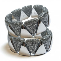 52- Khéops triangle à 2 trous, Glitter Argent