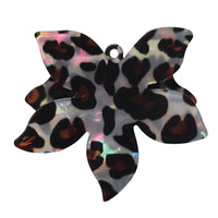 2 - Pendentif grande Fleur 50MM - Léopard