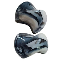 8- Galet Twisty, Blanc & Noir marbré