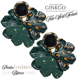 Kit boucles d'oreilles - Collection Gingko - Trio Vert foncé