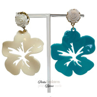 Boucles d'oreilles dorées - Fleurs grenat
