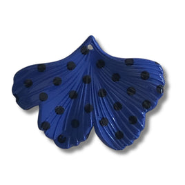 12 -Pendentif Ginkgo à pois, Bleu royal