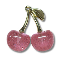 Pendentifs cerises, rose clair glitter,  Réf GOUR-11