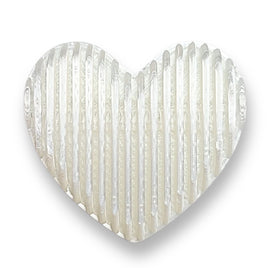 2 - Cœur cannelé gros trou, Blanc cassé satin