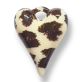 3 - Pendentifs Cœurs LOVE², 26MM - Blanc cassé léopard
