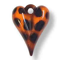 6 - Pendentifs Cœurs LOVE², 30MM - Orange léopard