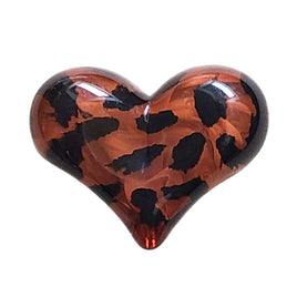 35 - Cœur en acrylique, Léopard caramel