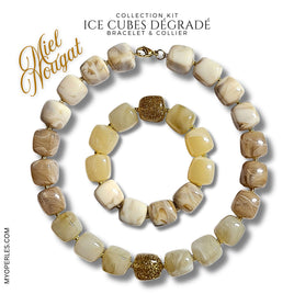 Kit bracelet & collier - Collection Ice cubes - Dégradé Miel-nougat