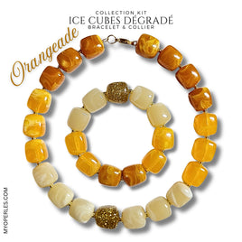 Kit bracelet & collier - Collection Ice cubes - Dégradé Orangeade