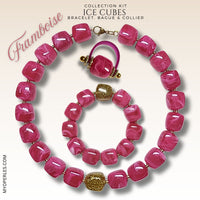 Kit bracelet, bague & collier - Collection Ice cubes - Framboise