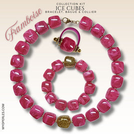 Kit bracelet, bague & collier - Collection Ice cubes - Framboise