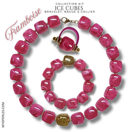 Kit bracelet, bague & collier - Collection Ice cubes - Framboise
