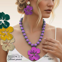3 - Pendentif fleurs Hibiscus Magenta