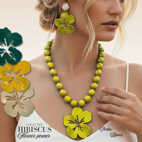 3 - Pendentif fleurs Hibiscus Magenta