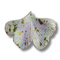32 -Pendentif Ginkgo Splatter, Blanc irisé