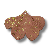 36 -Pendentif Ginkgo Splatter, Rose clair mat