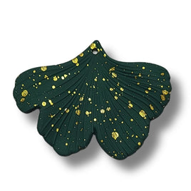 46 -Pendentif Ginkgo Splatter, Vert foncé mat