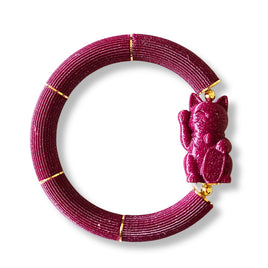 Bracelet Chat chanceux Neko, Glitter Framboise