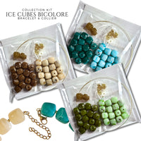 Kit bracelet & collier - Collection Ice cubes - Bicolore Orange-fraise