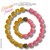 Kit bracelet & collier - Collection Ice cubes - Bicolore Orange-fraise