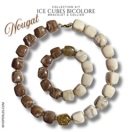 Kit bracelet & collier - Collection Ice cubes - Bicolore Nougat