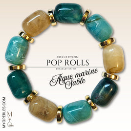 Kit bracelet  - Collection POP Rolls - Aigue marine & Sable
